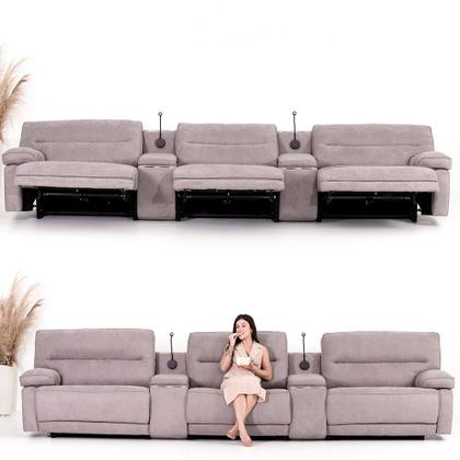 Sofá Decorativo Sala de Cinema Swift Elétrico Reclinável c/Porta Copos Baú Cooler Linho Cinza G81 - Gran Belo Imagem de Sofá Decorativo Sala de Cinema Swift Elétrico Reclinável c/Porta Copos Baú Cooler Linho Cinza G81 - Gran Belo