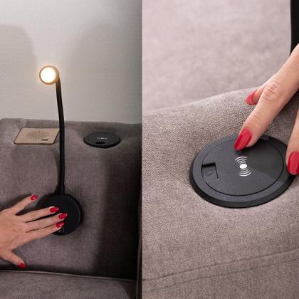 Sofá Decorativo Sala de Cinema Swift Elétrico Reclinável c/Porta Copos Baú Cooler Linho Cinza G81 - Gran Belo Imagem de Sofá Decorativo Sala de Cinema Swift Elétrico Reclinável c/Porta Copos Baú Cooler Linho Cinza G81 - Gran Belo