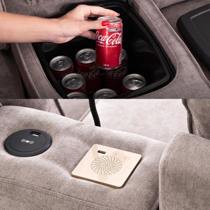 Sofá Decorativo Sala de Cinema Swift Elétrico Reclinável c/Porta Copos Baú Cooler Linho Cinza G81 - Gran Belo Imagem de Sofá Decorativo Sala de Cinema Swift Elétrico Reclinável c/Porta Copos Baú Cooler Linho Cinza G81 - Gran Belo
