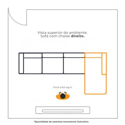Imagem de Sofá em Linho 292cm Chaise Direito e Deck Loft