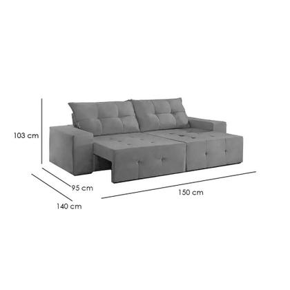 Imagem de Sofá Espanha 2 Lugares Retrátil 150cm Tecido Suede Cor Bege