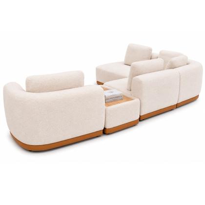Imagem de Sofá Espanhol 7 Lugares Modulado de Canto 245cm x 382cm material sintético Caramelo Bouclé Off White - Sallar Home
