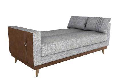 Imagem de Sofa Esther Marrom c Linho Claro Compose sofa cama 3 lugares