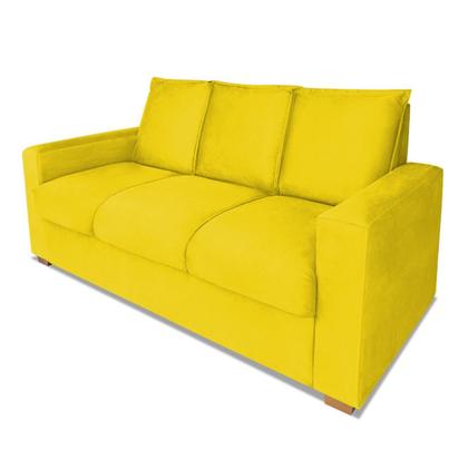 Imagem de Sofá Estofado 3 Lugares Para Sala De Estar Denver Suede Amarelo - MB DECOR