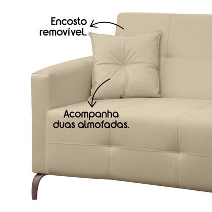 Imagem de Sofá Fixo 2 Lugares 1,60 Espanha Living Linho Pés Metal e Molas