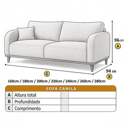 Imagem de Sofá Fixo Camila 3 Lugares Luxo 180cm Premium