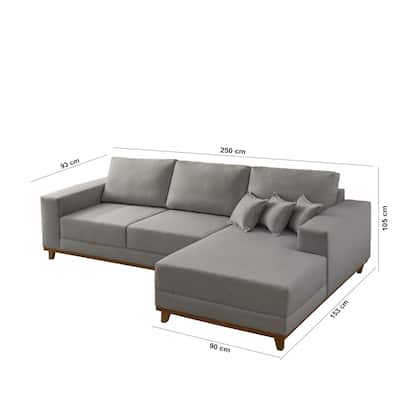 Imagem de Sofá Fixo Com Chaise 2,5M Cronos Linho Com Molas Lado Direito Meu Sofá Online