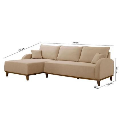 Imagem de Sofá Fixo Com Chaise 3M Albano Linho Com Molas Lado Esquerdo Meu Sofá Online