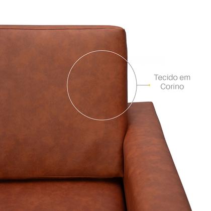 Imagem de Sofá Fixo Material Sintético 2 metros 3 Lugares 2 Almofadas Base de Madeira Maciça Eucalipto Escritório Sala de Estar Re