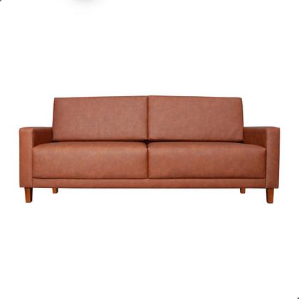 Imagem de Sofá Fixo Material Sintético 2 metros 3 Lugares 2 Almofadas Base de Madeira Maciça Eucalipto Escritório Sala de Estar Re