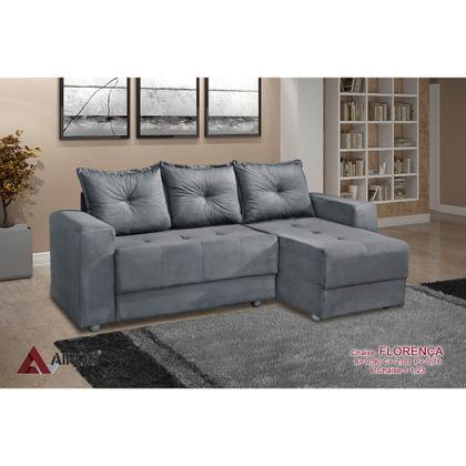 Imagem de Sofá Florença 3 Lugares com Chaise Tecido Suede 200cm Cor Cinza