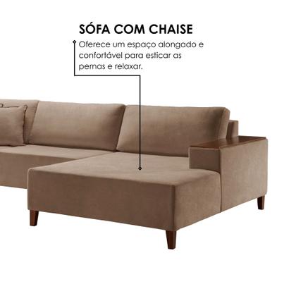 Imagem de Sofá Grécia 4 lugares com Chaise Linho 2,70M