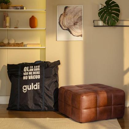 Imagem de Sofá Guldi Popup com 2 Módulos Canto e Puff material sintético Caramelo