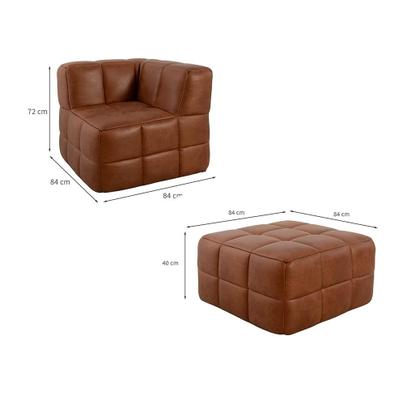 Imagem de Sofá Guldi Popup com 2 Módulos Canto e Puff material sintético Caramelo