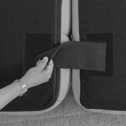 Imagem de Sofá Guldi Popup com 2 Módulos Canto e Puff material sintético Caramelo