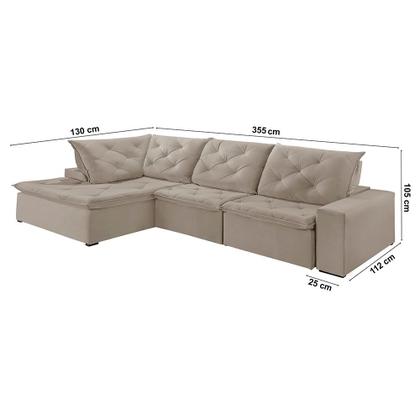 Imagem de Sofá Hércules Veludo 2 Módulos 100cm B25cm+Chaise 130cm Meu Sofá Online