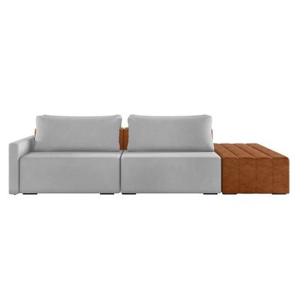 Imagem de Sofá Ilha 2 Lugares Living 252cm Modulado Lary Veludo Cinza K01 - D'rossi