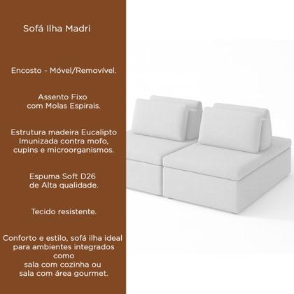 Imagem de Sofá Ilha 3 Lugares 200cm Madri Pillow Bouclé Nobre Off White - Sallar Home