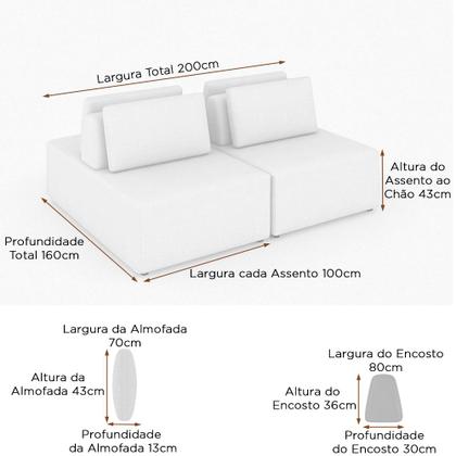 Imagem de Sofá Ilha 3 Lugares 200cm Madri Pillow Bouclé Nobre Off White - Sallar Home