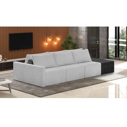 Imagem de Sofá Ilha 3 Lugares Living 342cm Modulado Lary Linho Cinza Pu Pto K01 - D'rossi