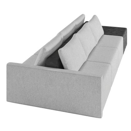 Imagem de Sofá Ilha 3 Lugares Living 342cm Modulado Lary Linho Cinza Pu Pto K01 - D'rossi