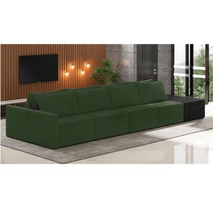 Imagem de Sofá Ilha 4 Lugares Living 512cm Modulado Sala Lary Veludo/PU Pto K01 - D'Rossi
