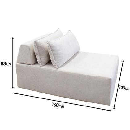 Imagem de Sofa Ilha Caribe Modular Sala de Estar Bouclé Off White