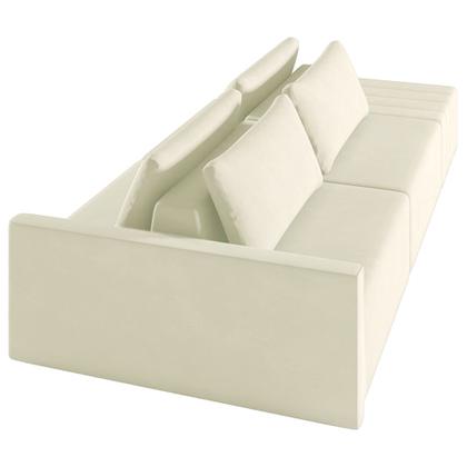 Imagem de Sofá Ilha Modulado Milos 232cm Puff Lateral Veludo Bege G33 - Gran Belo