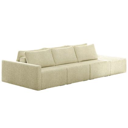 Imagem de Sofá Ilha Modulado Milos 342cm Puff Lateral Bouclê Off White G33 - Gran Belo