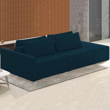 Sofá Ilha Modular com Puff para Sala Living 252cm Georgia K04