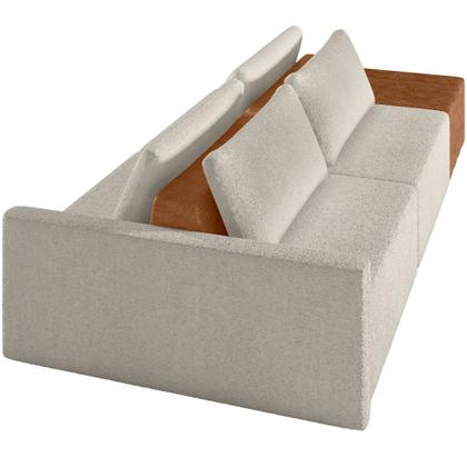 Imagem de Sofá Ilha Modular Para Sala 232cm com Puff Dublin K01 Bouclê Creme Sintético Caramelo - Lyam Decor