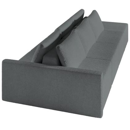 Imagem de Sofá Ilha Modular Para Sala 312cm com Puff Dublin K01 Bouclê Cinza - Lyam Decor