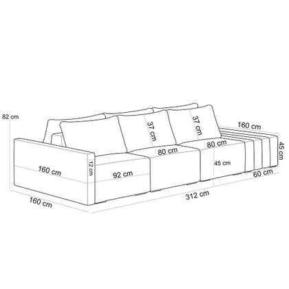 Imagem de Sofá Ilha Modular Para Sala 312cm Com Puff Dublin K01 Veludo Bege - Lyam Decor