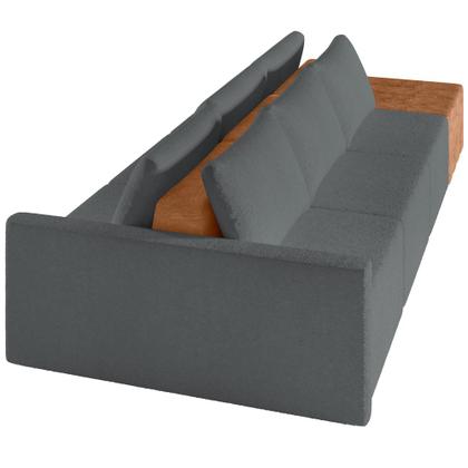 Imagem de Sofá Ilha Modular Para Sala 342cm com Puff Dublin K01 Bouclê Cinza Sintético Caramelo - Lyam Decor