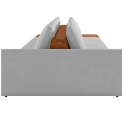 Imagem de Sofá Ilha Modular Para Sala 432cm com Puff Dublin K01 Veludo Cinza Sintético Caramelo - Lyam Decor