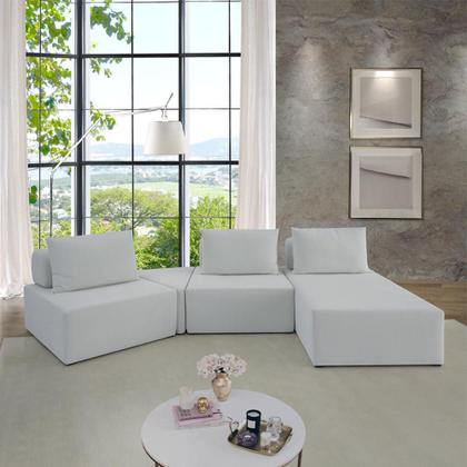 Imagem de Sofá Ilha na Caixa em Módulos Mobili Assento + canto + assento + Chaise 340cm Estofama