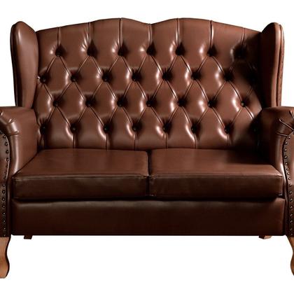 Imagem de Sofá Imperador Namoradeira Chesterfield Retrô Colonial Marrom Café