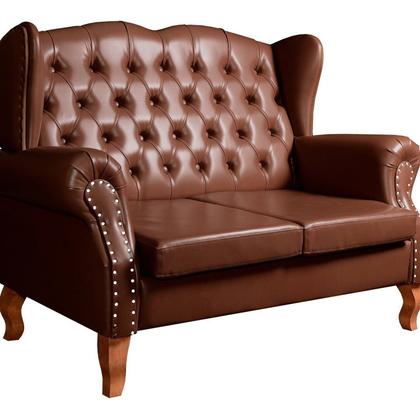 Imagem de Sofá Imperador Namoradeira Chesterfield Retrô Colonial Marrom Café