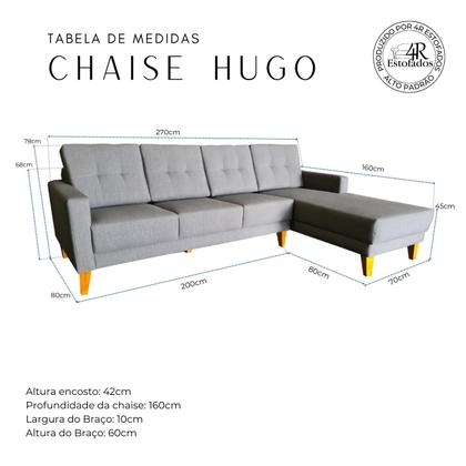 Imagem de Sofá Impermeável C/ Chaise Hugo 2,70mts Pé Cantoneira LD DIREITO