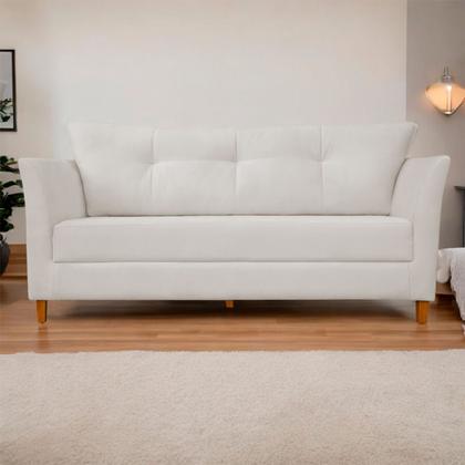 Imagem de Sofá Isis 3 Lugares Pés de Madeira Encosto Com Fibra Veludo - Estopar