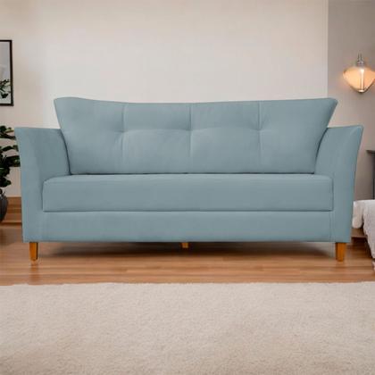 Imagem de Sofá Isis 3 Lugares Pés de Madeira Encosto Com Fibra Veludo - Estopar