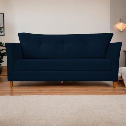 Imagem de Sofá Isis 3 Lugares Pés de Madeira Encosto Com Fibra Veludo - Estopar