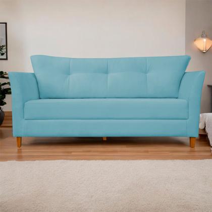 Imagem de Sofá Isis 3 Lugares Pés de Madeira Encosto Com Fibra Veludo - Estopar