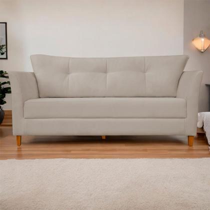 Imagem de Sofá Isis 3 Lugares Pés de Madeira Encosto Com Fibra Veludo - Estopar