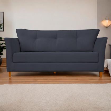 Imagem de Sofá Isis 3 Lugares Pés de Madeira Encosto Com Fibra Veludo - Estopar