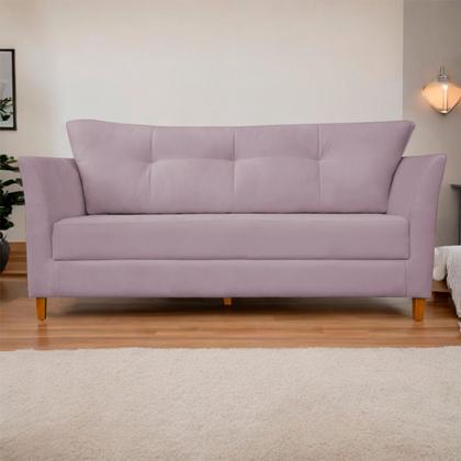 Imagem de Sofá Isis 3 Lugares Pés de Madeira Encosto Com Fibra Veludo - Estopar