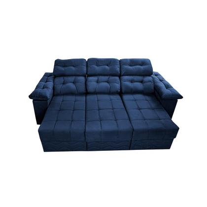 Imagem de Sofa Itália 2,60 Mts Retrátil e Reclinavel Tecido Suede Azul - Cama InBox