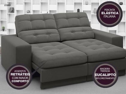 Imagem de Sofá Jobim 1,70m Assento Retrátil e Reclinável Velosuede Cinza - NETSOFAS