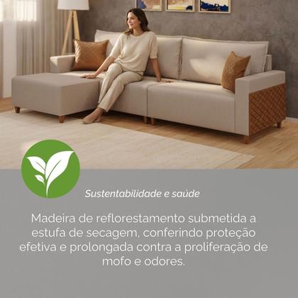 Imagem de Sofá Linving com Chaise Confort 318cm 4 Lugares Novo Horizonte