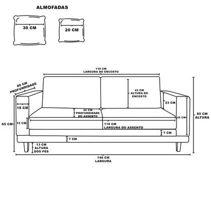 Imagem de Sofá Living 2 Lugares Suede Resistente Madeira + Almofadas